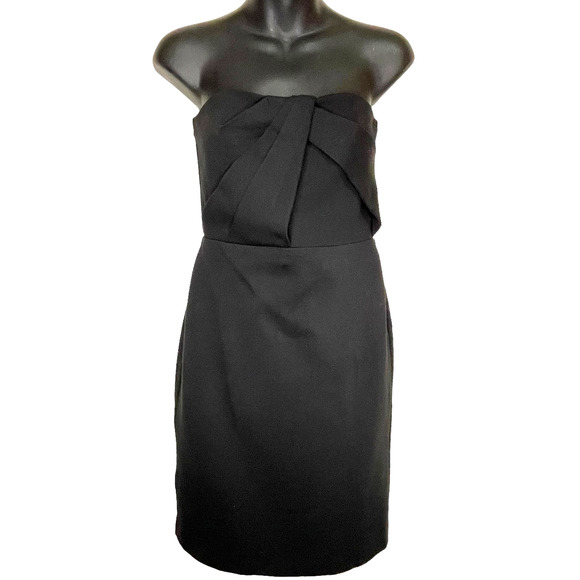 Ann Taylor Dresses & Skirts - Ann Taylor Strapless Lined Satin‎ Finish Black Cocktail Dress LBD Size 0